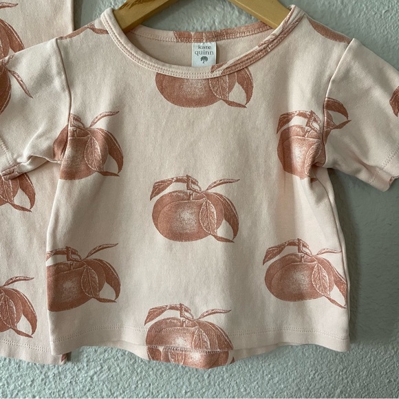 Kate Quinn Organic Cotton Peaches PJ Set 2T Top 3T Bottoms Peach Color - Picture 2 of 8